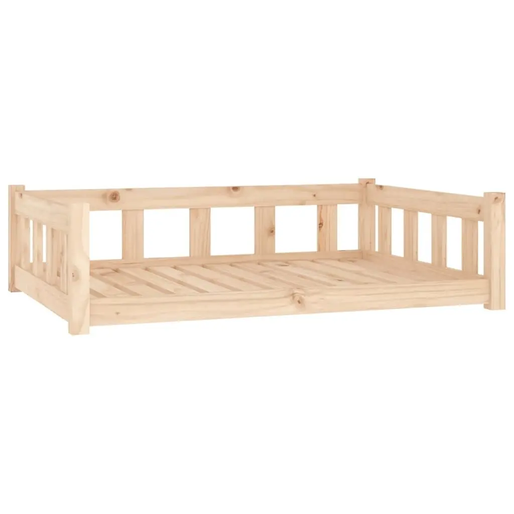 Dog Bed Solid Pine Wood Rectangular 105.5x75.5x28 cm Brown