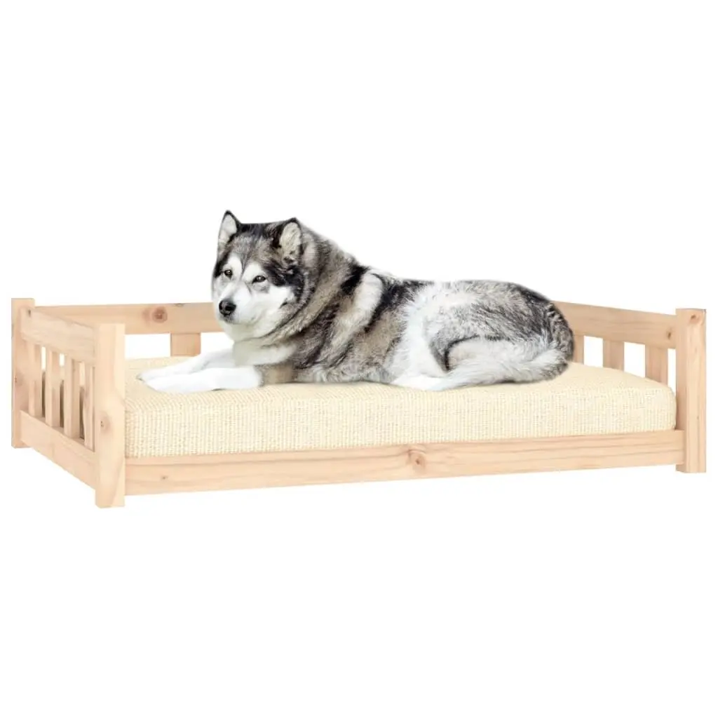 Dog Bed Solid Pine Wood Rectangular 105.5x75.5x28 cm Brown