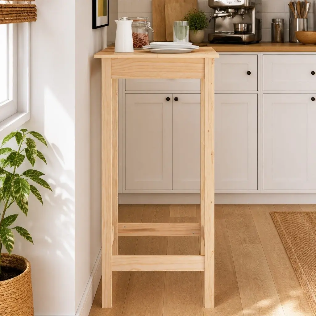 High Bistro Table Solid Pine Wood 50x50x110 cm Brown Kitchen Dining Furniture