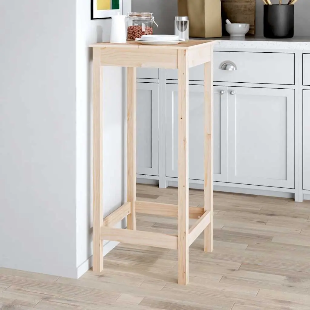 High Bistro Table Solid Pine Wood 50x50x110 cm Brown Kitchen Dining Furniture