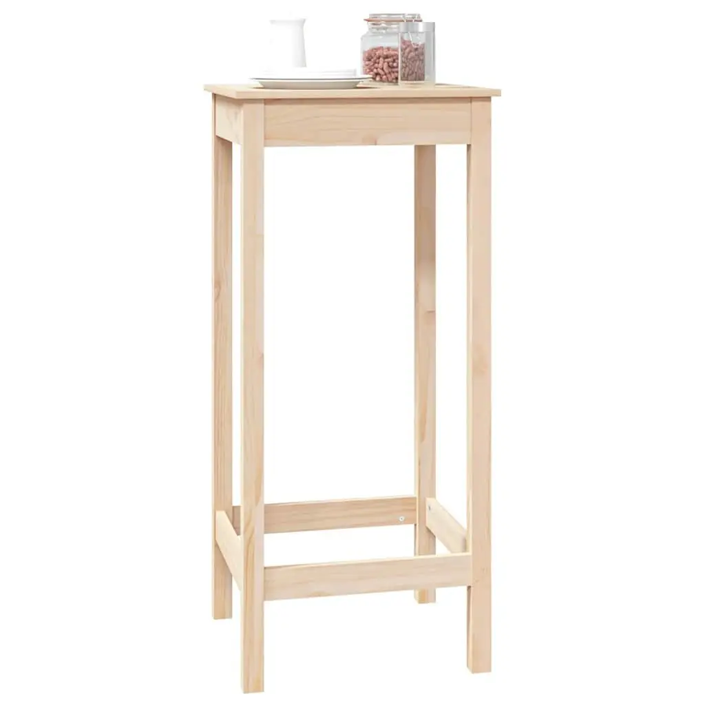 High Bistro Table Solid Pine Wood 50x50x110 cm Brown Kitchen Dining Furniture