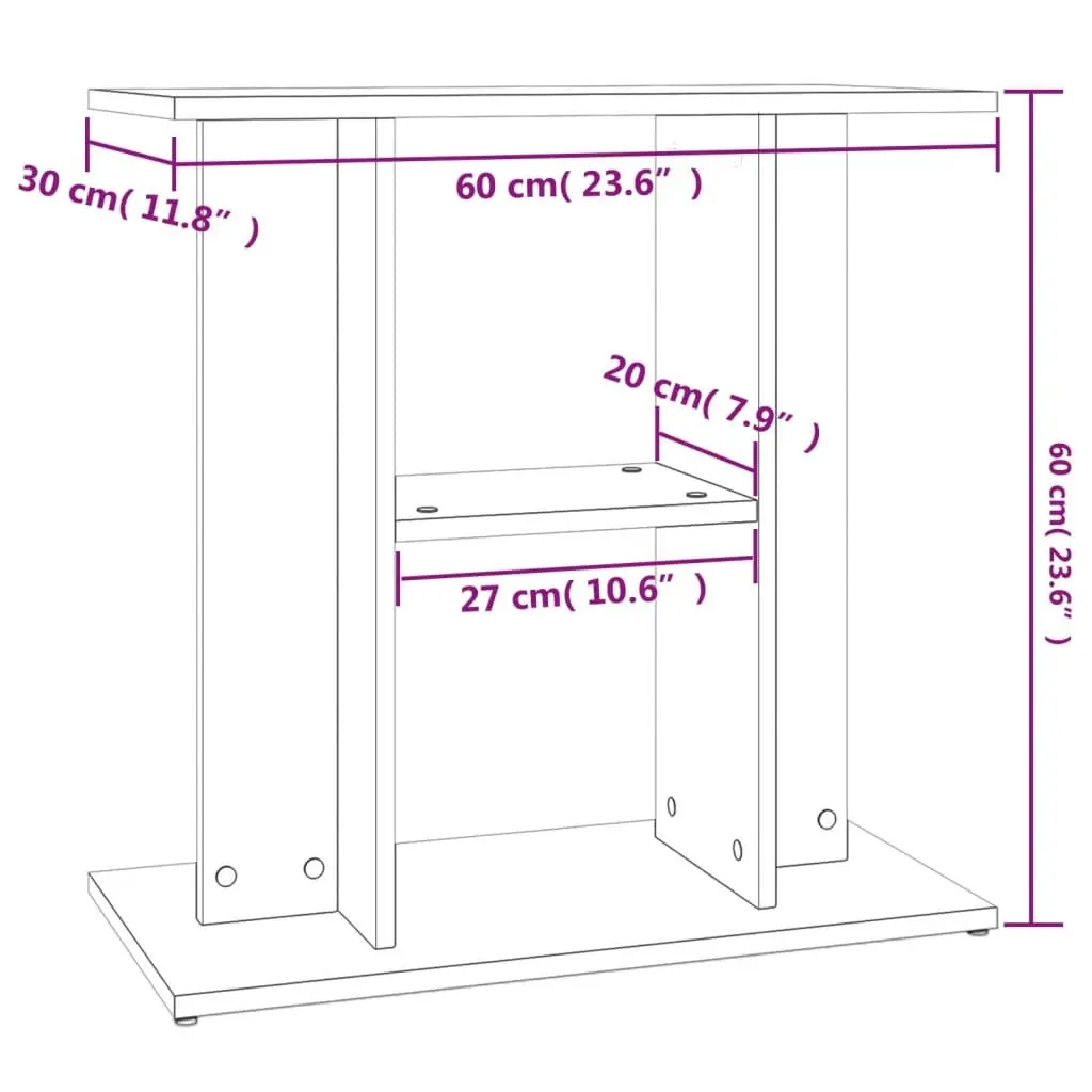 3-Tier Aquarium Stand Storage Display Engineered Wood Brown 60Wx30Dx60Hcm