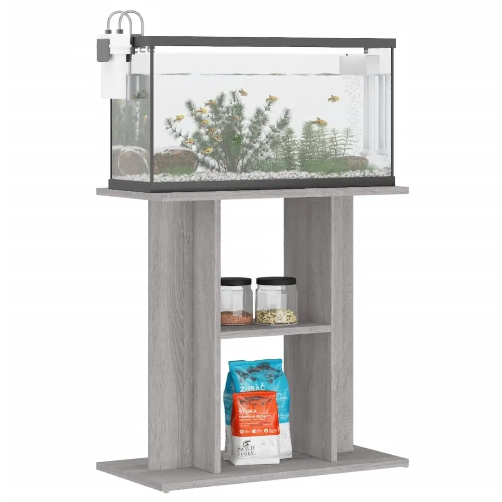 3-Tier Aquarium Stand Engineered Wood Grey 60x30x60 cm Storage Cabinet for Fish Tank Display