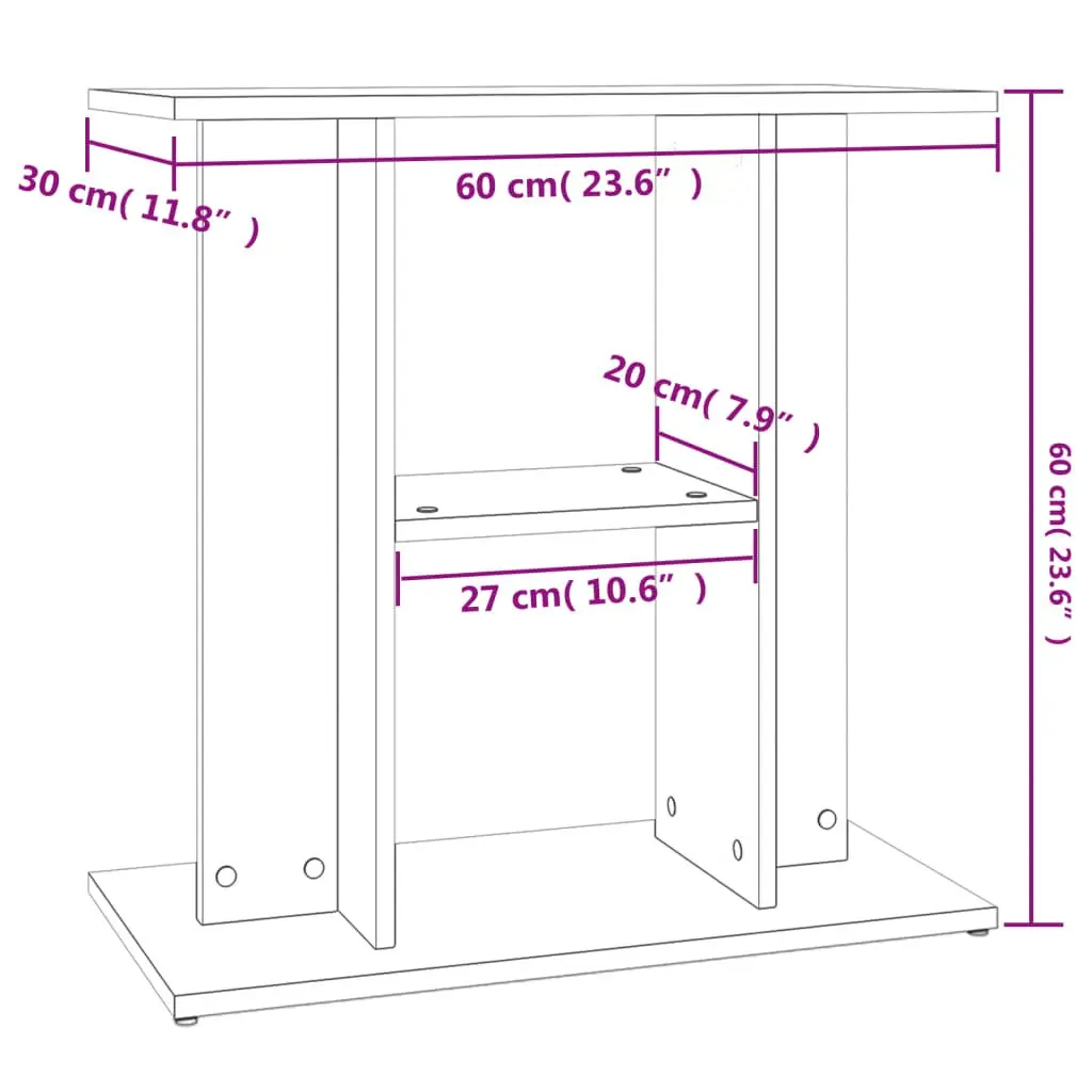 3-Tier Aquarium Stand Engineered Wood Grey 60x30x60 cm Storage Cabinet for Fish Tank Display