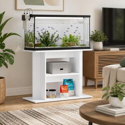 Aquarium Stand 3 Tier Fish Tank Cabinet Display Storage White 80x35x60cm