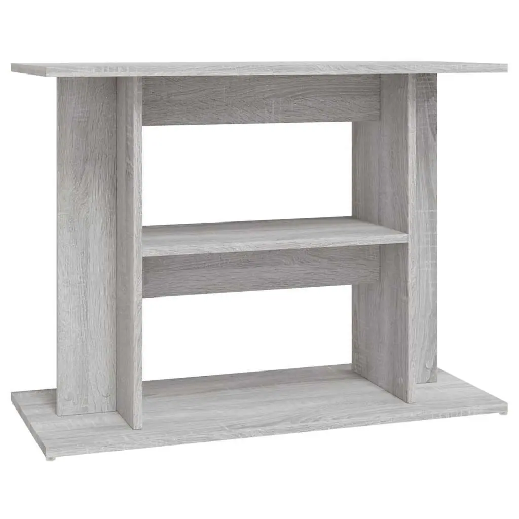 3-Tier Aquarium Stand Engineered Wood Grey Storage Display 80x35x60cm