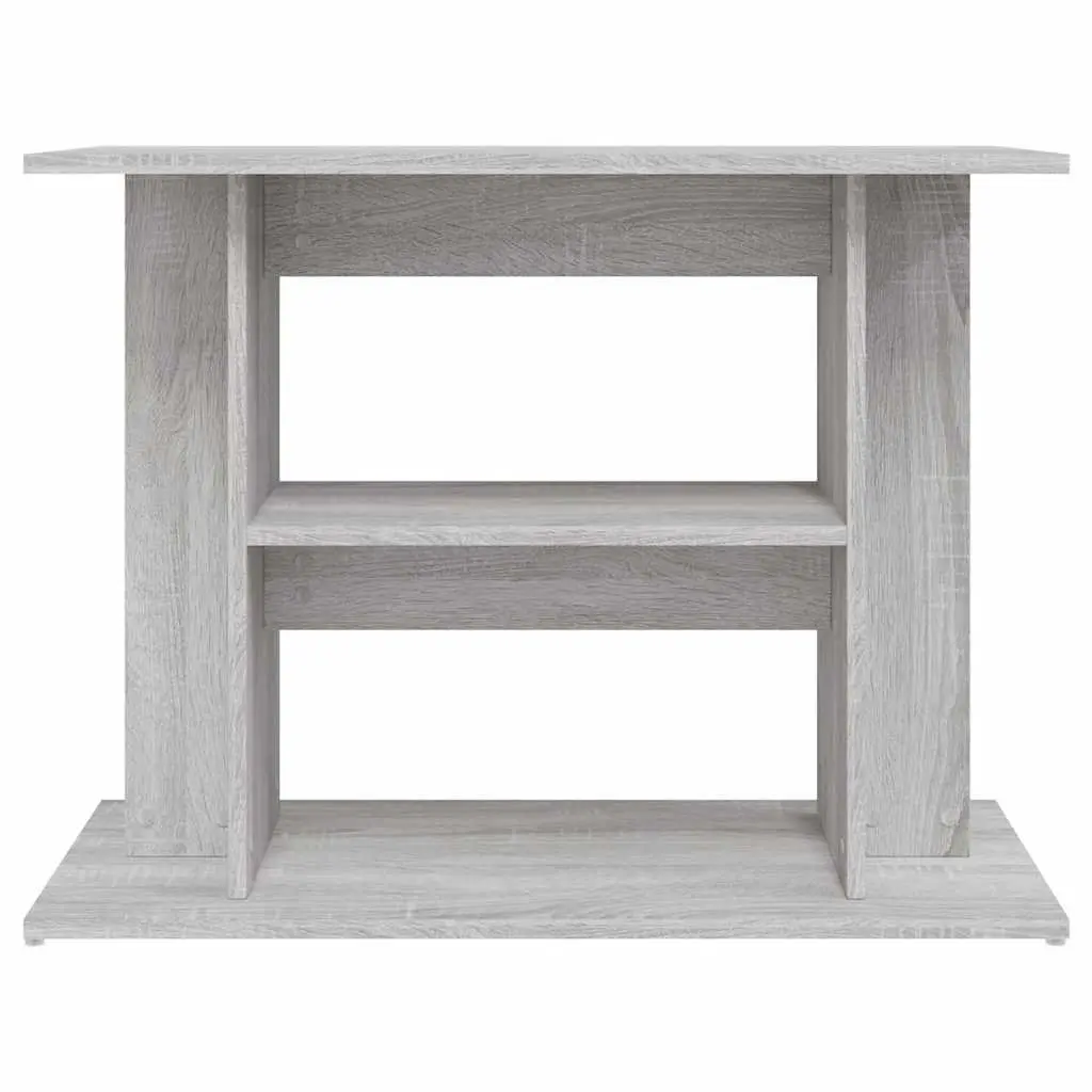3-Tier Aquarium Stand Engineered Wood Grey Storage Display 80x35x60cm