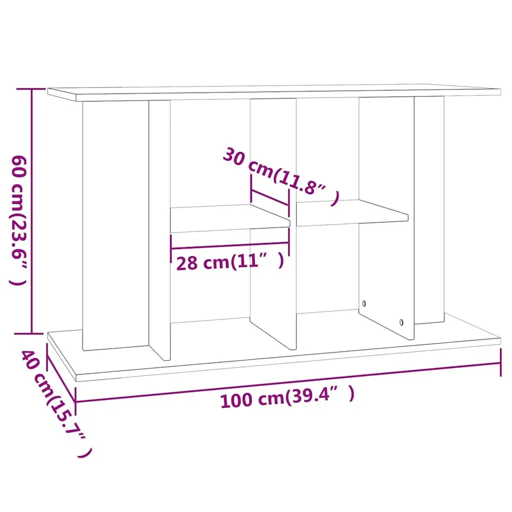 Aquarium Stand Engineered Wood 100cm White Storage Organizer Stable Base for Fish Tank