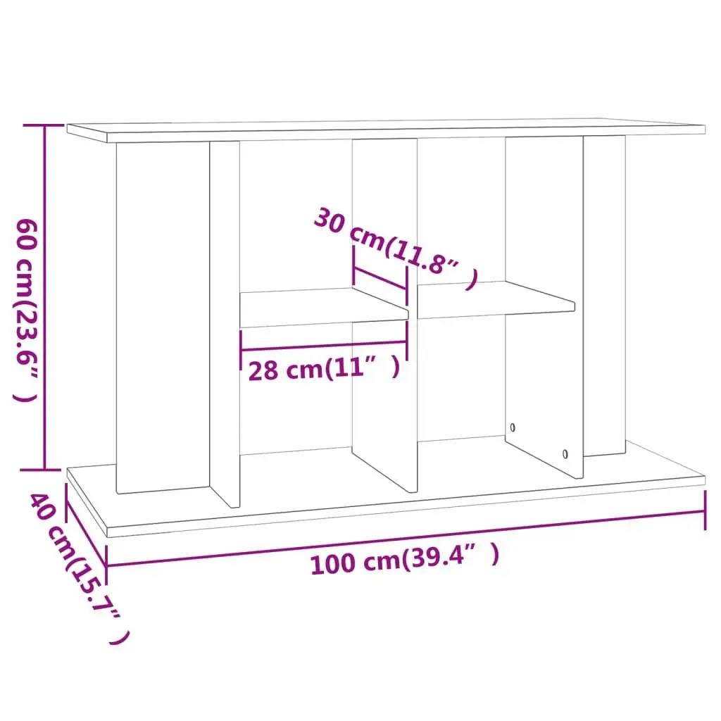 Fish Tank Stand Engineered Wood Grey 100x40x60cm Storage Cabinet