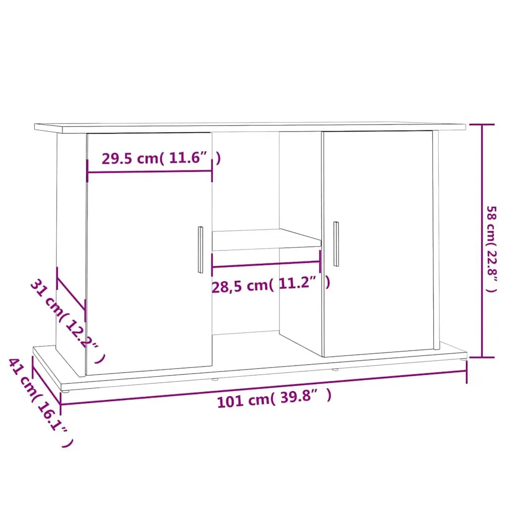 Aquarium Stand White Engineered Wood 101x41x58cm Fish Tank Storage Unit