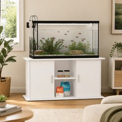 Practical White Aquarium Stand with Shelves for Home Use 121x41x58cm