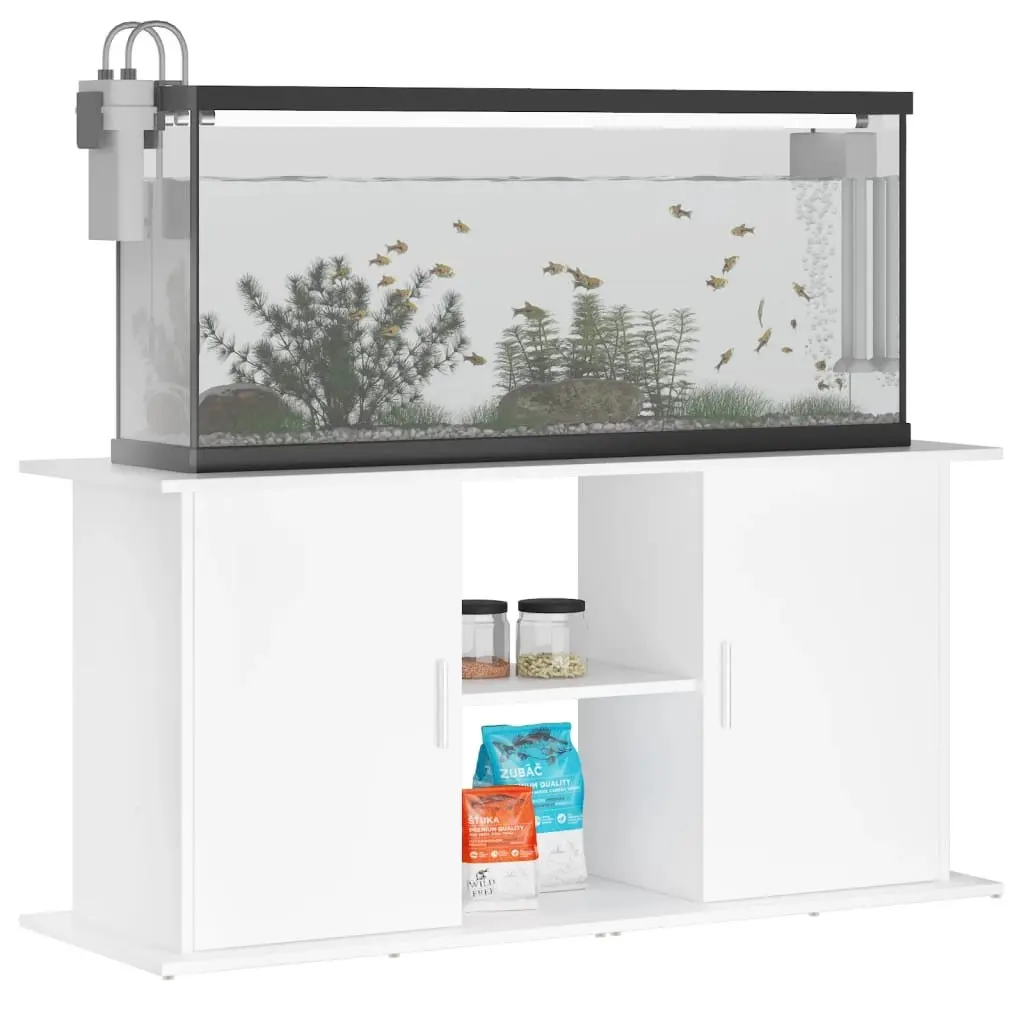 Aquarium Stand White Engineered Wood Storage Cabinet 121cm x 41cm x 58cm with Shelves for Fish Tank Display