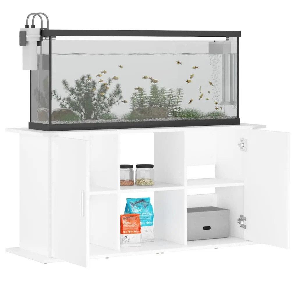 Aquarium Stand White Engineered Wood Storage Cabinet 121cm x 41cm x 58cm with Shelves for Fish Tank Display