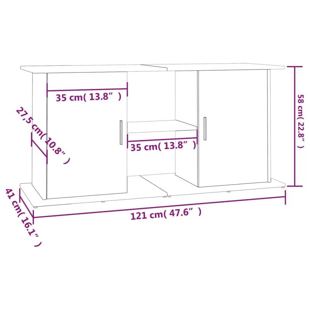 Aquarium Stand White Engineered Wood Storage Cabinet 121cm x 41cm x 58cm with Shelves for Fish Tank Display
