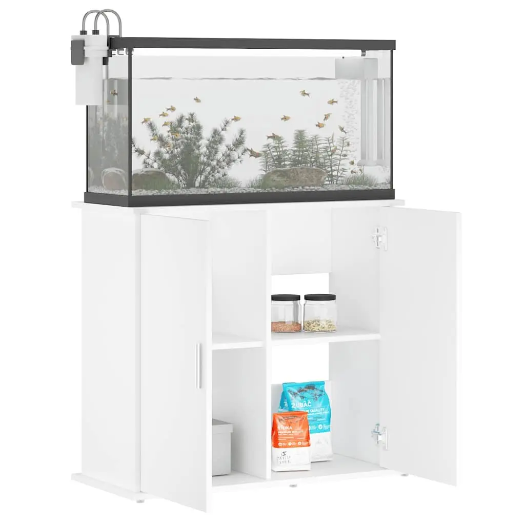 Aquarium Stand Engineered Wood 81x36x73 cm White Fish Tank Cabinet Storage Furniture