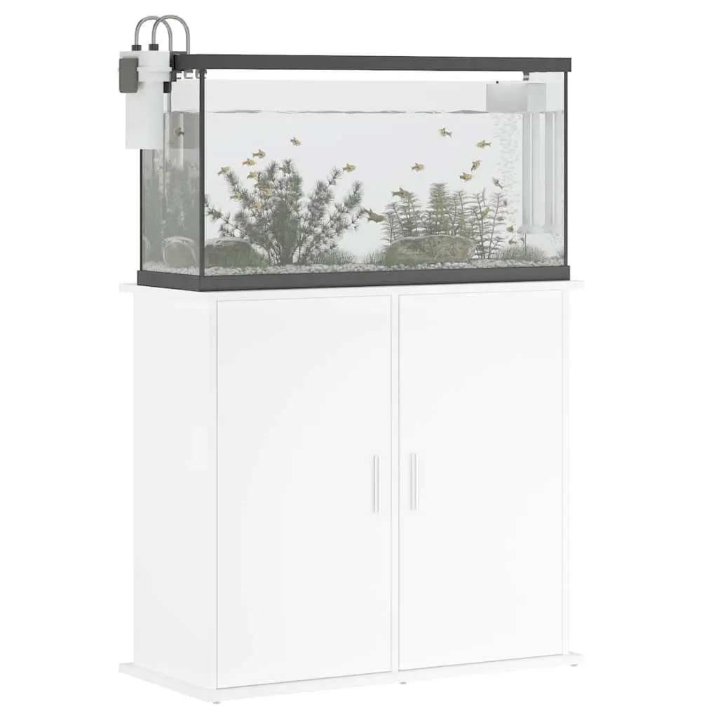 Aquarium Stand Engineered Wood 81x36x73 cm White Fish Tank Cabinet Storage Furniture