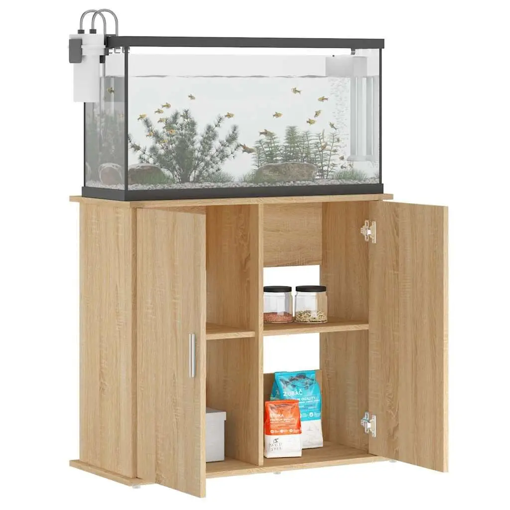 Aquarium Stand Engineered Wood Brown 81cm x 36cm x 73cm Storage Cabinet for Fish Tank