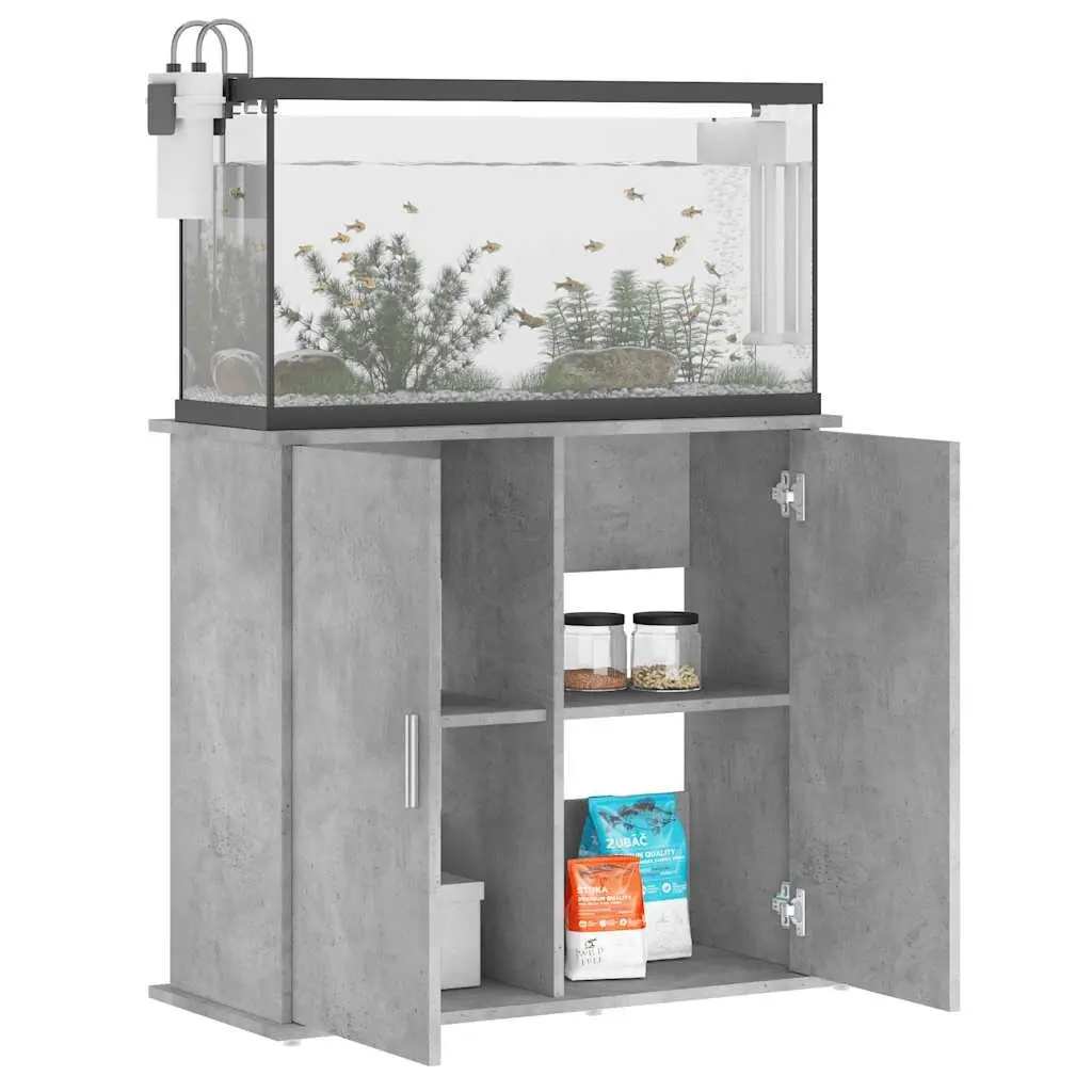 Aquarium Stand Engineered Wood Grey 81x36x73cm Storage Cabinet with 4 Compartments