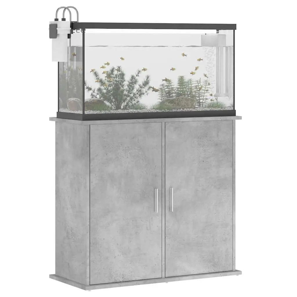 Aquarium Stand Engineered Wood Grey 81x36x73cm Storage Cabinet with 4 Compartments