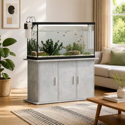 Functional Grey Aquarium Stand with Storage Options