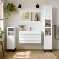 Practical Wall-Mounted Bathroom Storage with Integrated Mirror
