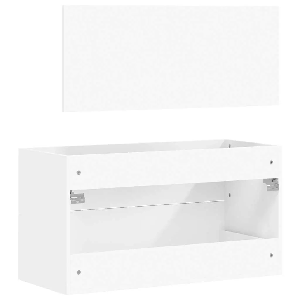 Bathroom Cabinet Wall-Mounted Engineered Wood White with Mirror