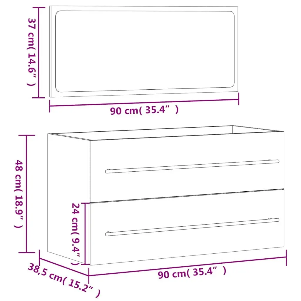 Bathroom Cabinet Wall-Mounted Engineered Wood White with Mirror
