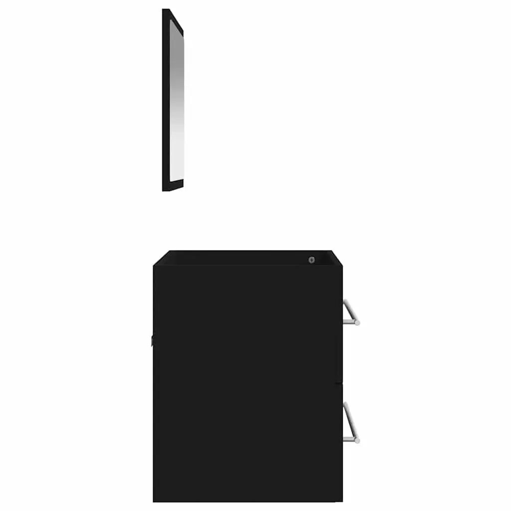 Bathroom Cabinet Engineered Wood Wall-Mounted Storage Black with Integrated Mirror