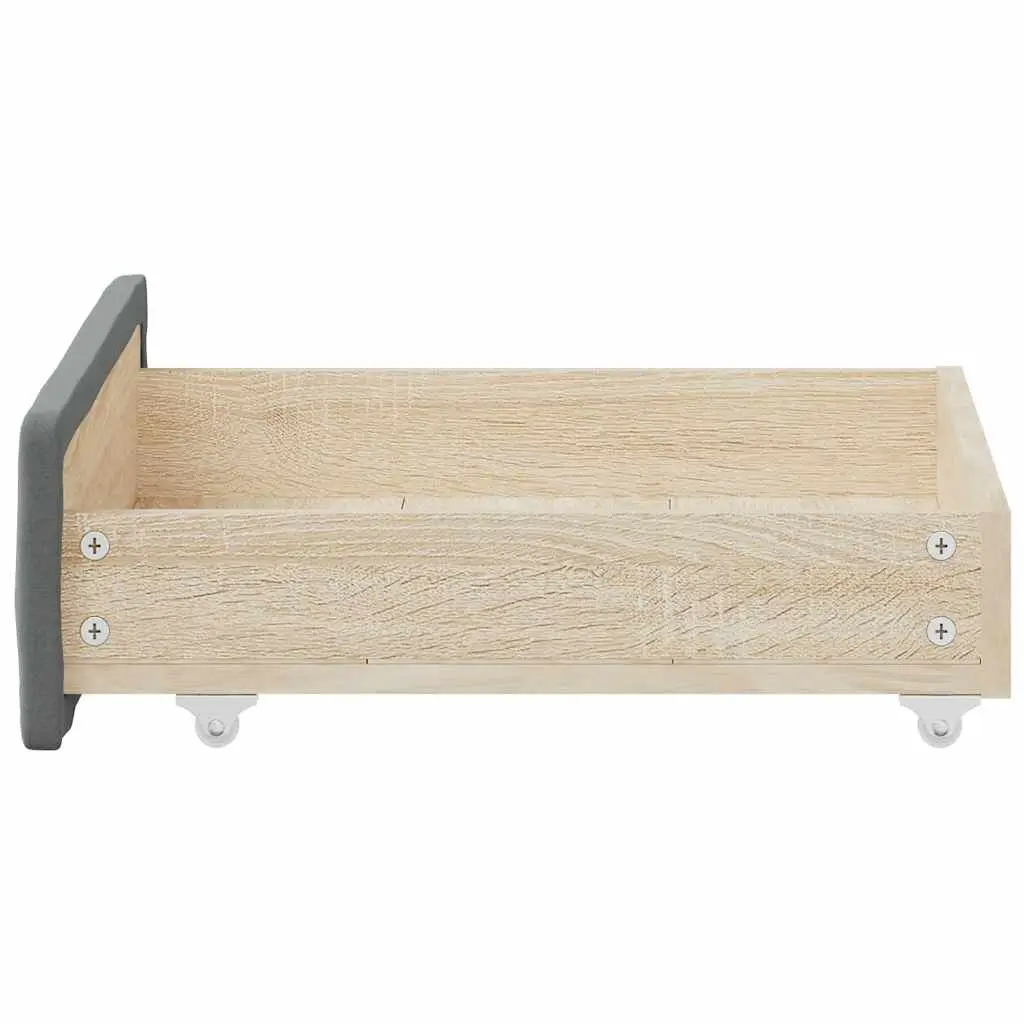 Under Bed Storage Drawers Engineered Wood Fabric Upholstered 2 Piece Grey