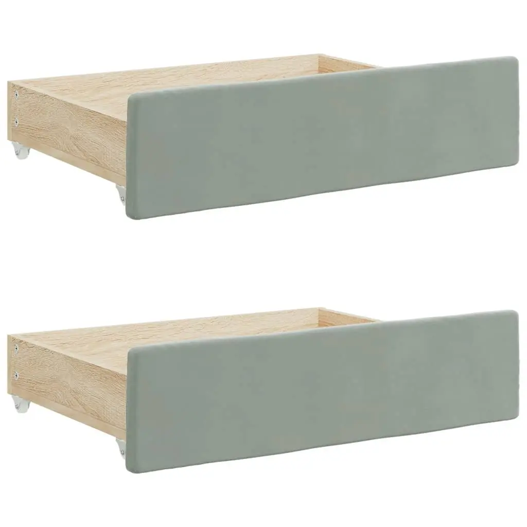 Under Bed Storage Drawers Engineered Wood Velvet Grey 2 Piece