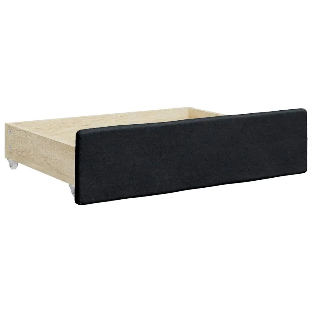 Under Bed Storage Drawers Engineered Wood 2 Piece Black Faux Leather