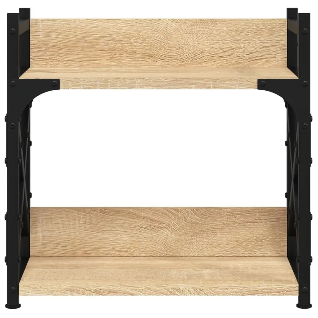 2 Tier Printer Stand Engineered Wood Metal Frame Brown 40x20x40cm Office Desk Organiser