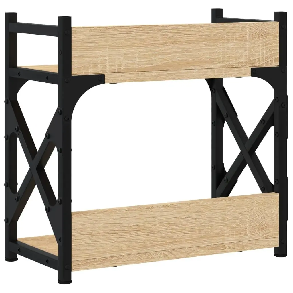 2 Tier Printer Stand Engineered Wood Metal Frame Brown 40x20x40cm Office Desk Organiser