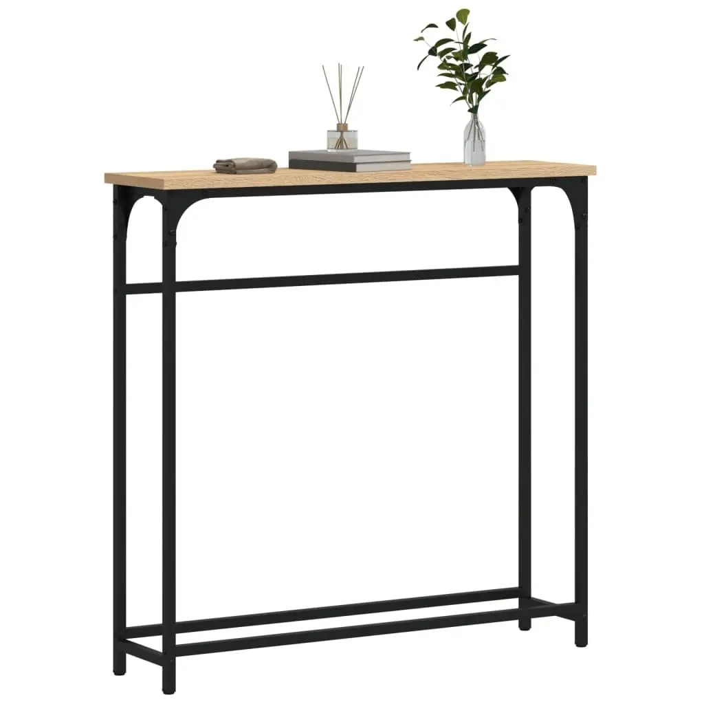 Console Table Engineered Wood Metal Frame Brown 75x19.5x75cm