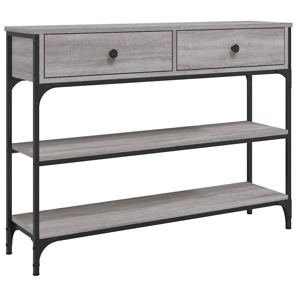 Console Table Engineered Wood Metal Frame 100 x 25 x 75 cm Grey