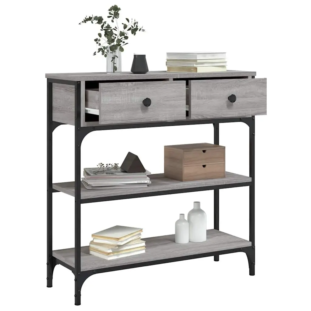 Console Table Engineered Wood with Metal Frame 72.5x25x75 cm Grey Sonoma