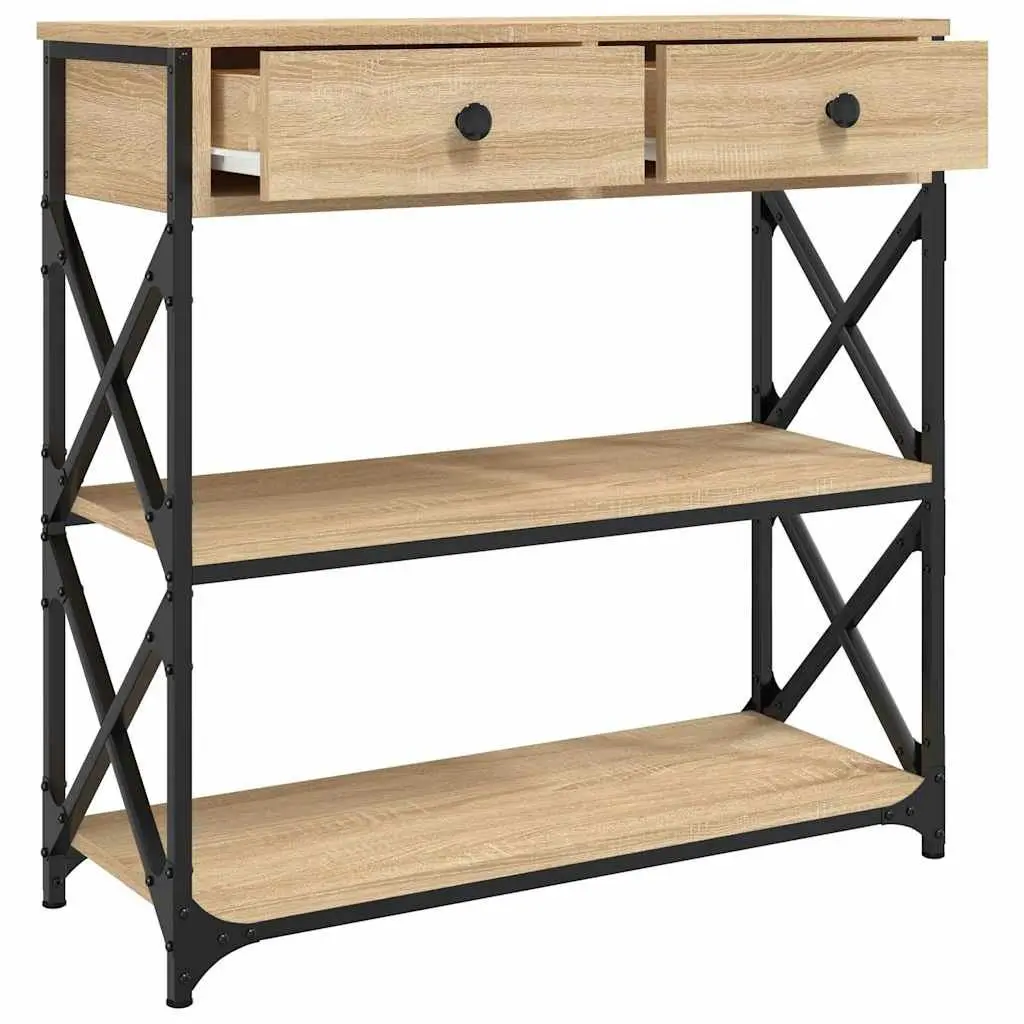 Console Table Brown Engineered Wood Storage Accent Entryway Hallway 75x28x75cm