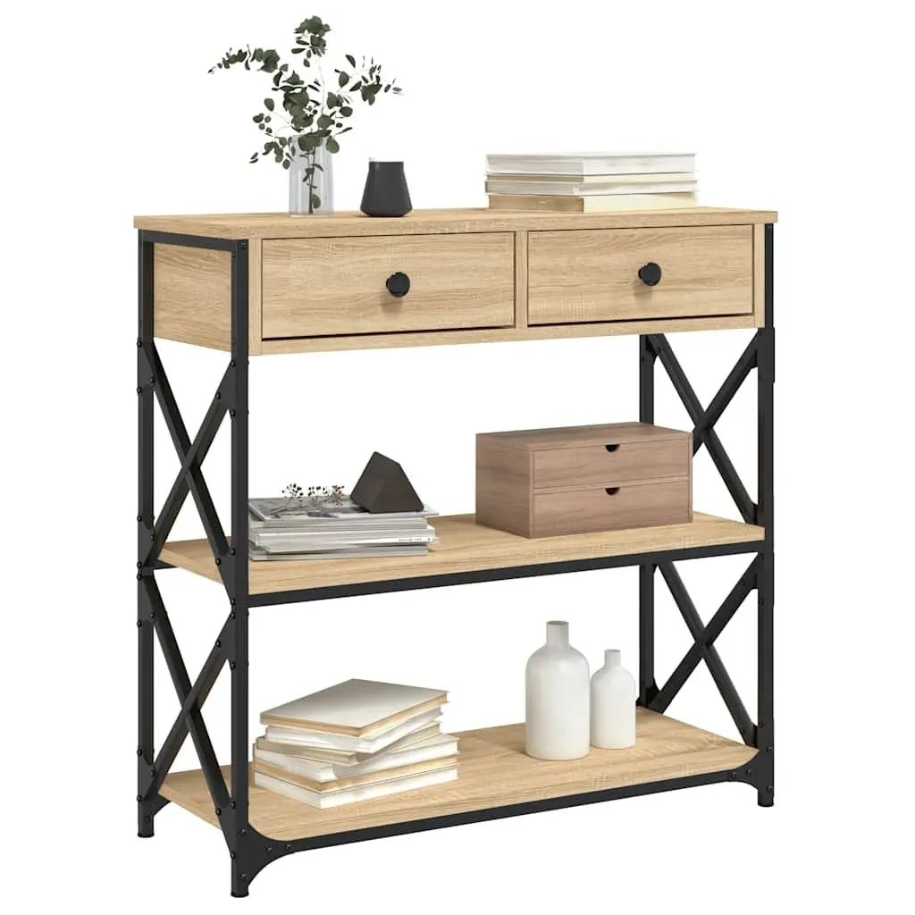 Console Table Brown Engineered Wood Storage Accent Entryway Hallway 75x28x75cm