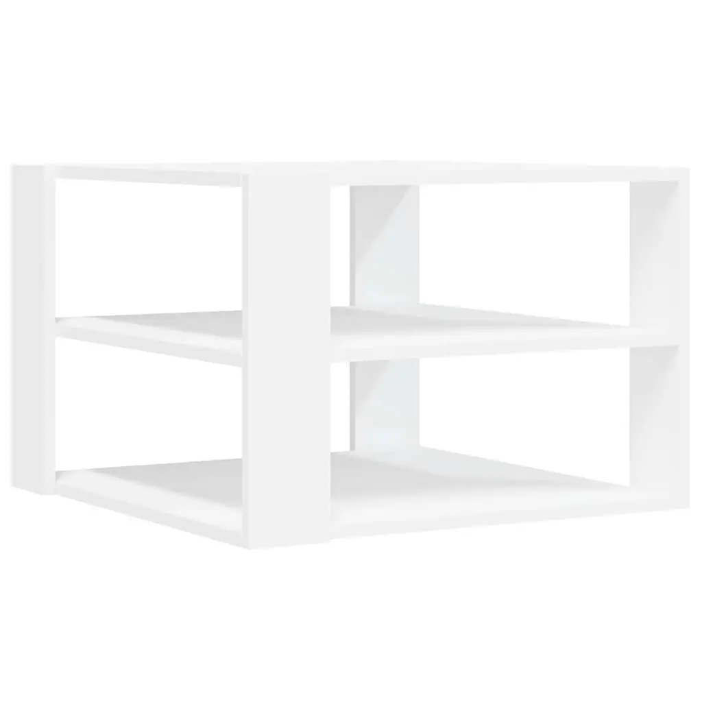Coffee Table Engineered Wood 3-Tier Open Shelf Storage 58x58x40cm White