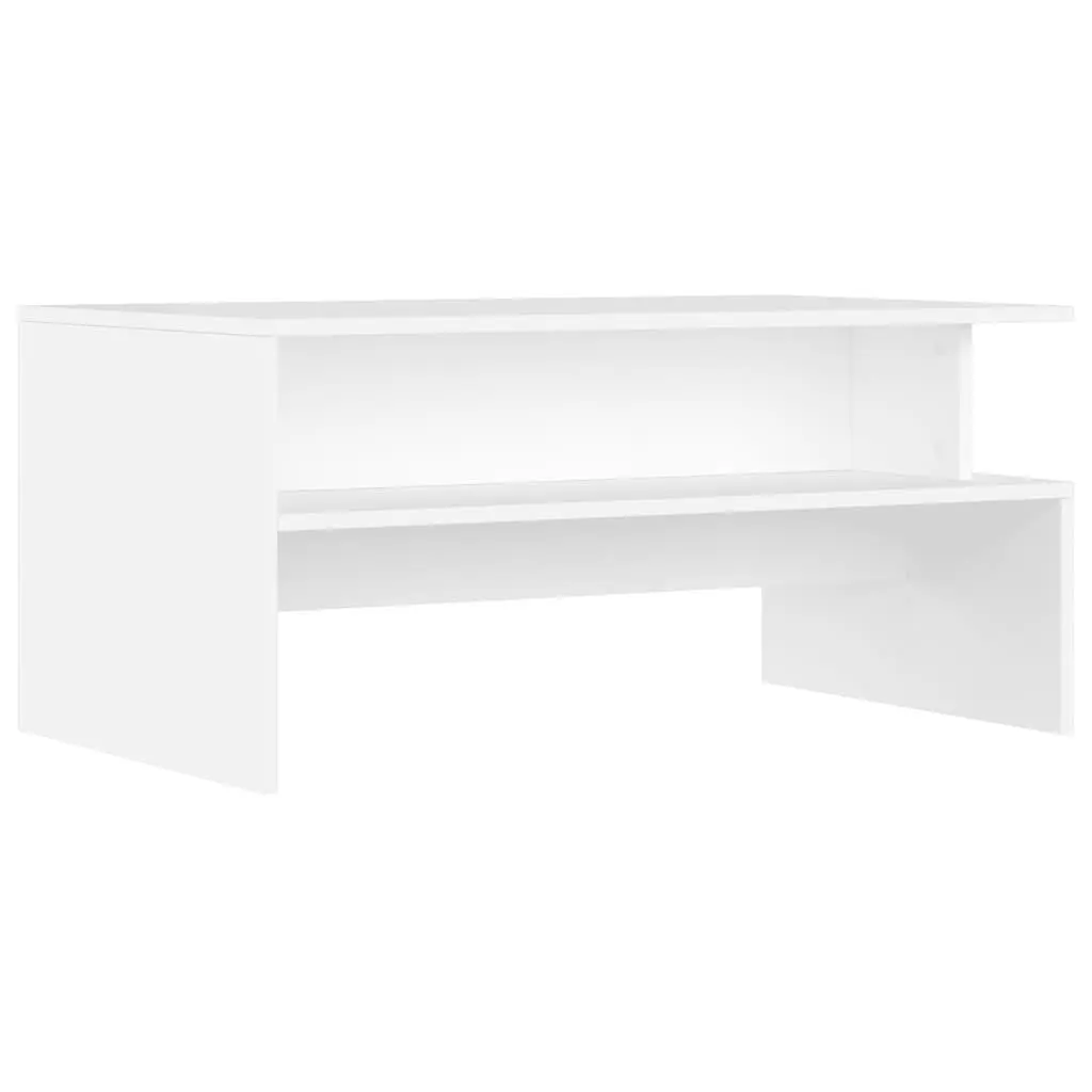 White Coffee Table with Storage Compartment Living Room Accent Furniture