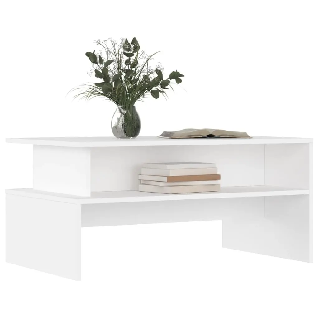 White Coffee Table with Storage Compartment Living Room Accent Furniture