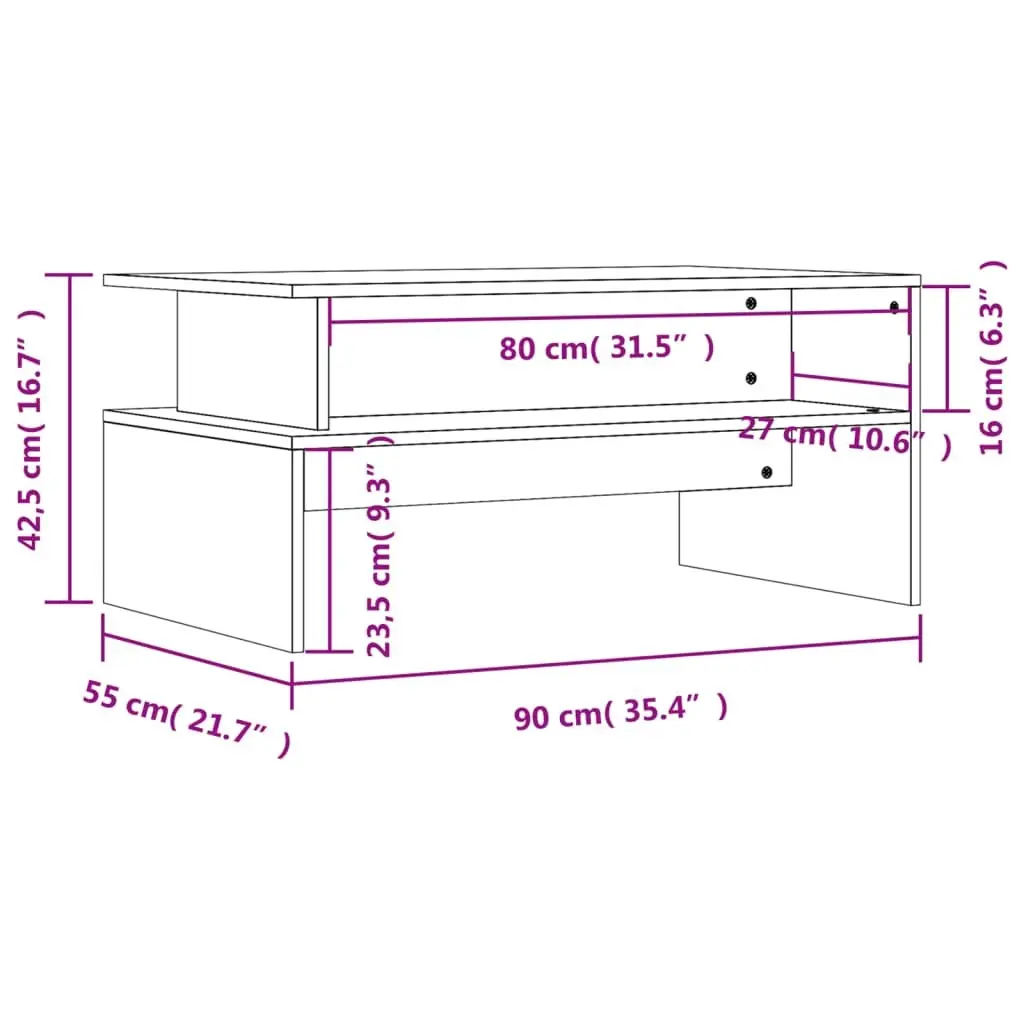 White Coffee Table with Storage Compartment Living Room Accent Furniture