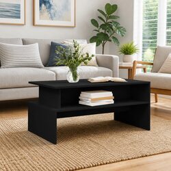 Coffee Table Black Storage Side Table Living Room Furniture Accent Desk
