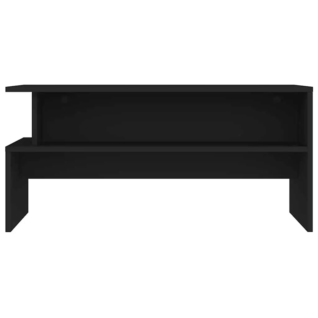 Coffee Table Engineered Wood 90L x 55W x 42.5H cm Black Storage Side Table Living Room Furniture Accent Desk