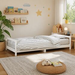 Practical Kids Bed Frame in White - 90x190 cm Size