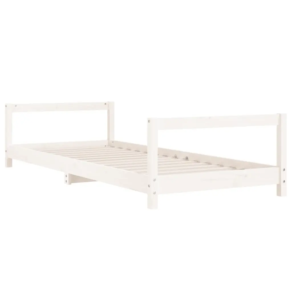 Kids Bed Frame Solid Pine Wood Low Height White 90x190 cm