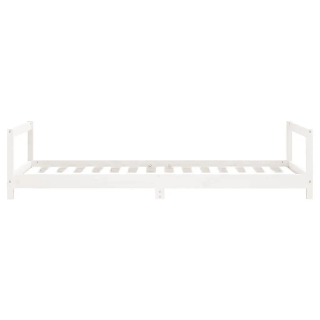 Kids Bed Frame Solid Pine Wood Low Height White 90x190 cm