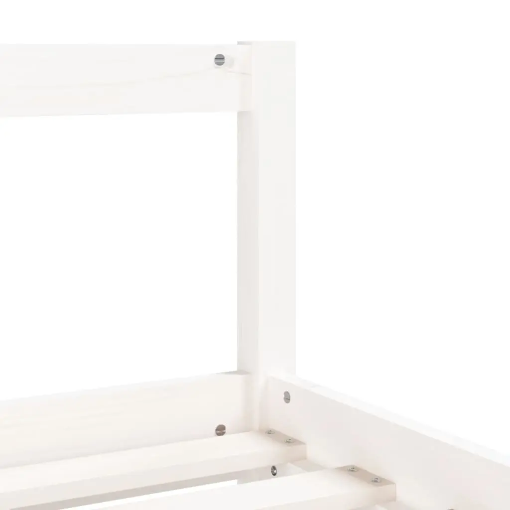 Kids Bed Frame Solid Pine Wood Low Height White 90x190 cm