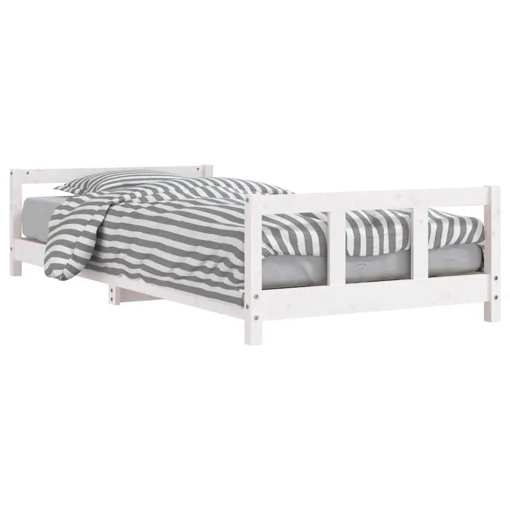 Kids Bed Frame Solid Pine Wood 90x190cm White Slat Base