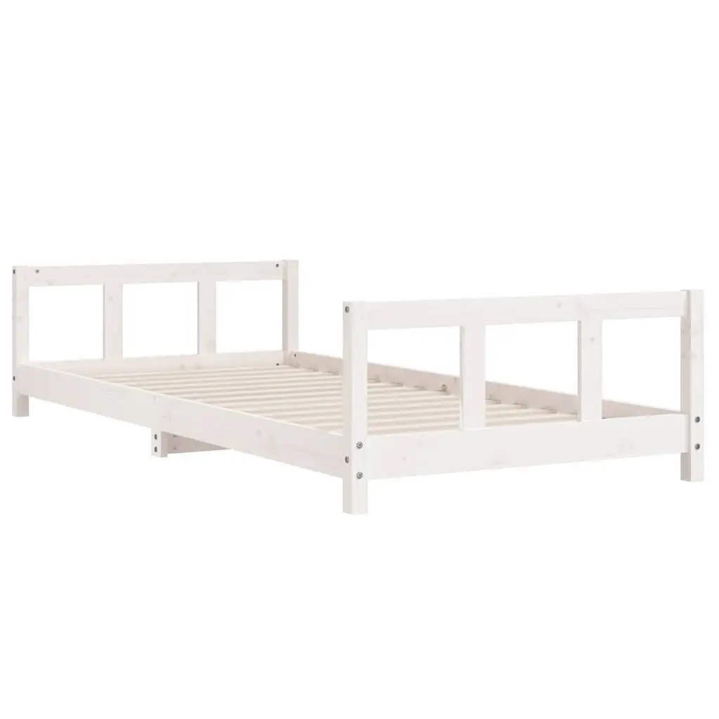 Kids Bed Frame Solid Pine Wood 90x190cm White Slat Base